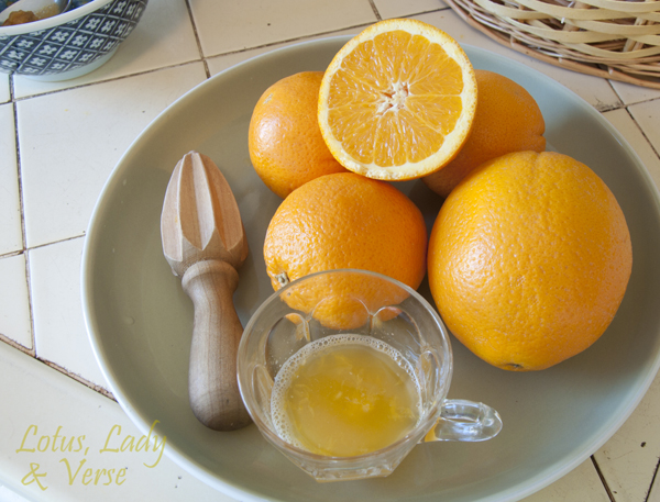 Oranges, fresh-squeezed  orange juice